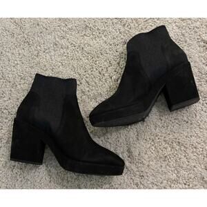 Eileen Fisher Gray Black Block Heel Chunky Booties Size 11